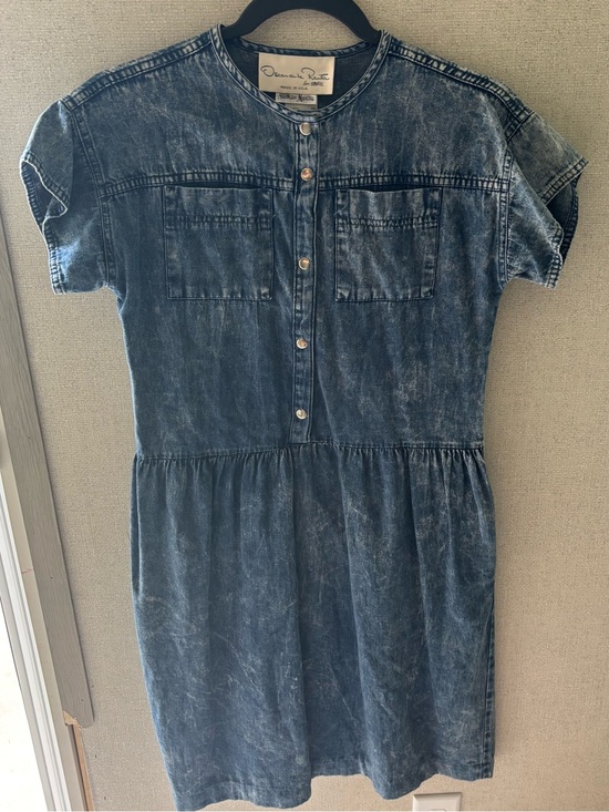 Oscar de la Renta Dresses & Skirts - Vintage 80s Oscar de la Renta for Swirl Acid Wash Denim Dress Neiman Marcus
